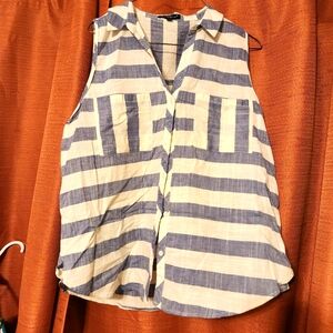 Violet & Heart Top Cream/Blue strips Size L